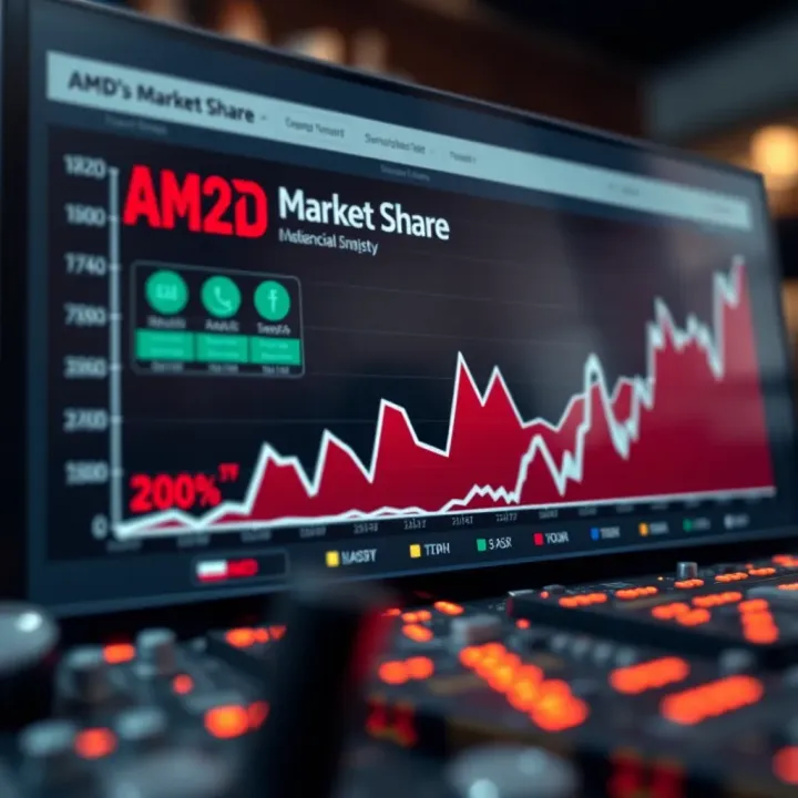 Graph illustrating AMD's competitive market share in the semiconductor industry