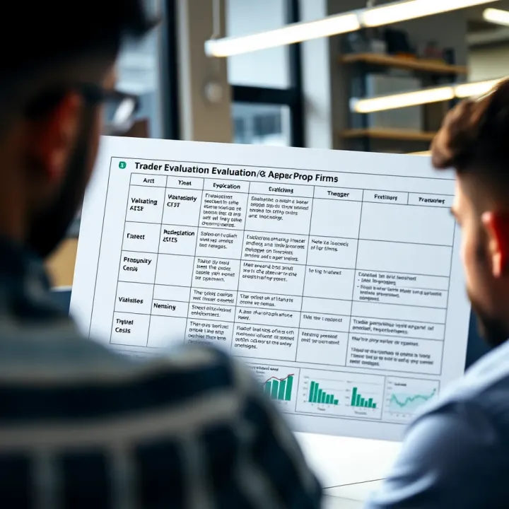 Chart showing evaluation criteria and risk management strategies for traders in Apex prop firms