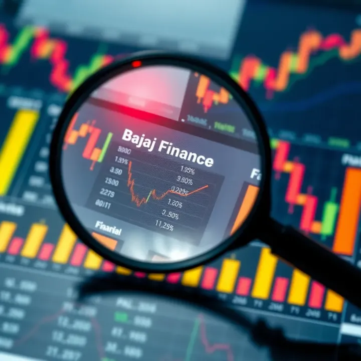 Financial charts and economic indicators with magnifying glass highlighting data
