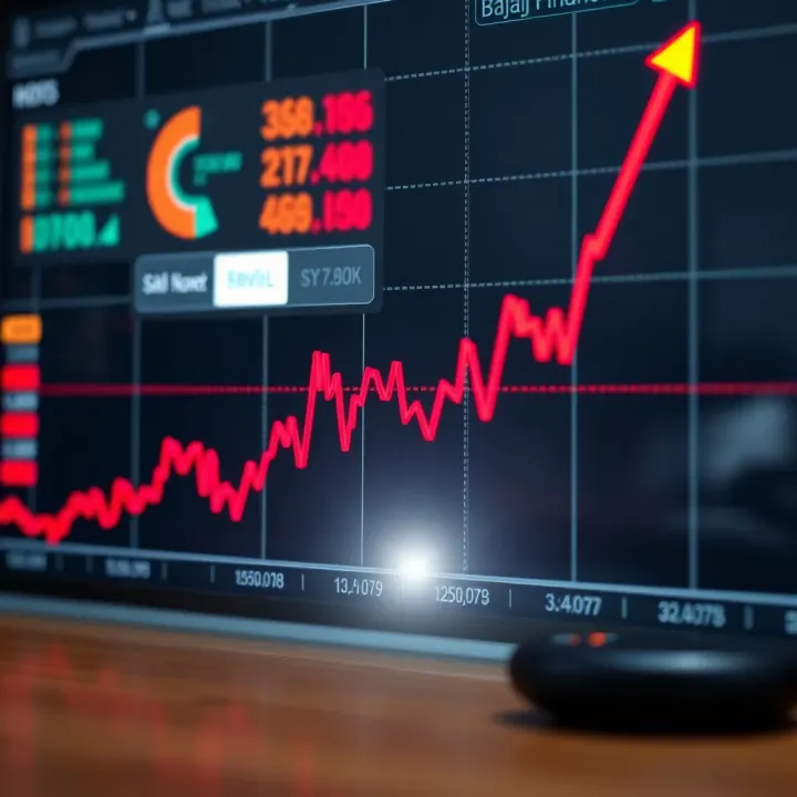 Graph showing fluctuating stock prices with an upward trend line