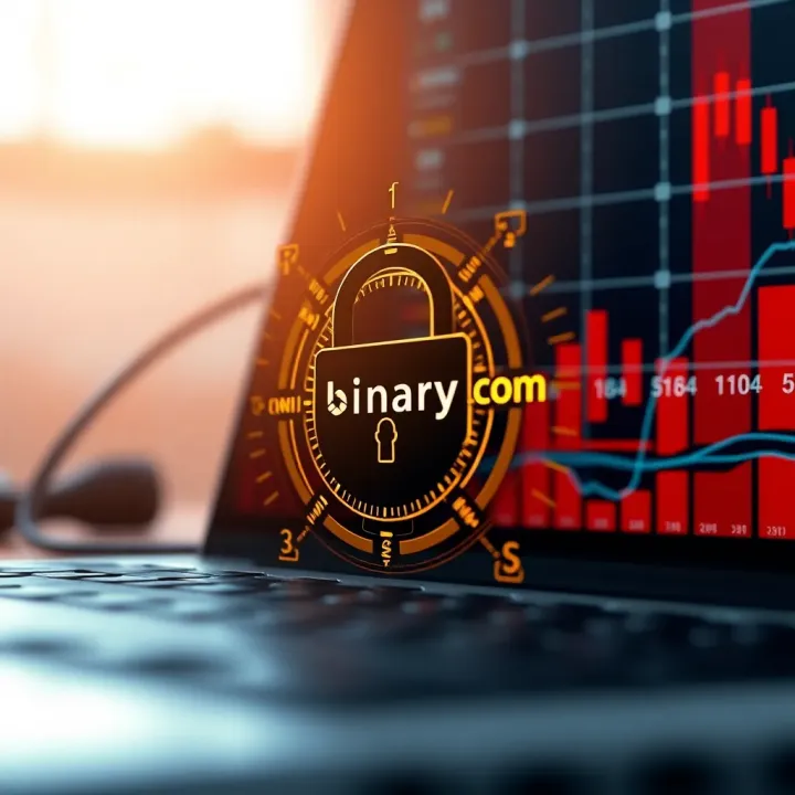 Conceptual representation of secure online trading with digital locks and financial icons