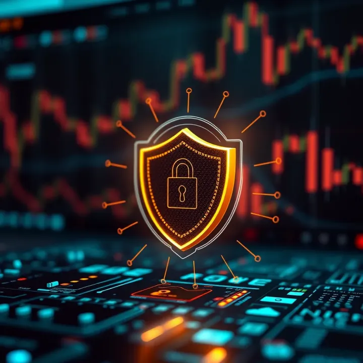 Secure digital shield symbolizing protection and compliance in online trading apps