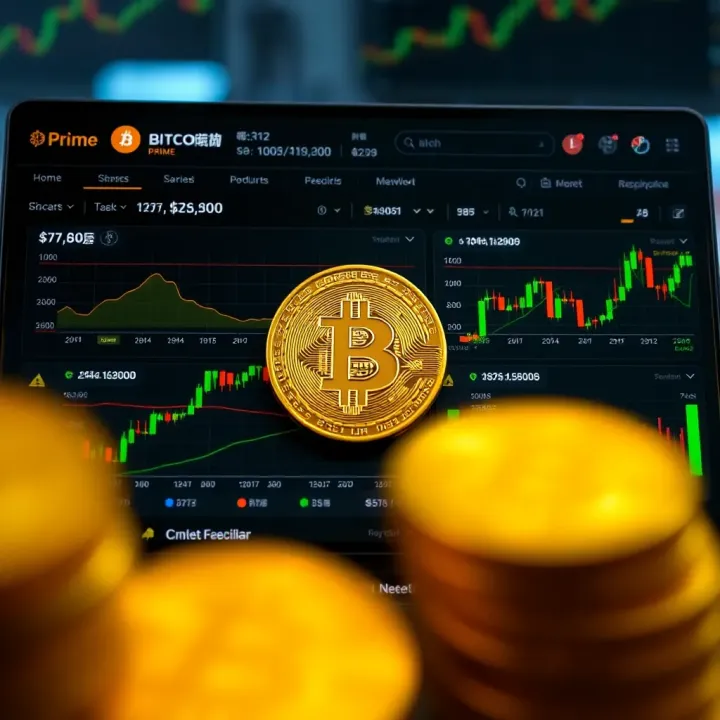 Dashboard interface of Bitcoin Prime showing live cryptocurrency market trends and trading options