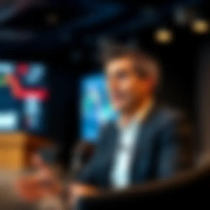 Aaron Krause speaking at a technology conference about online auction platforms