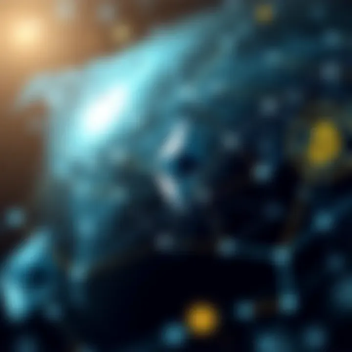 Visual representation of blockchain technology and digital currency nodes connected globally