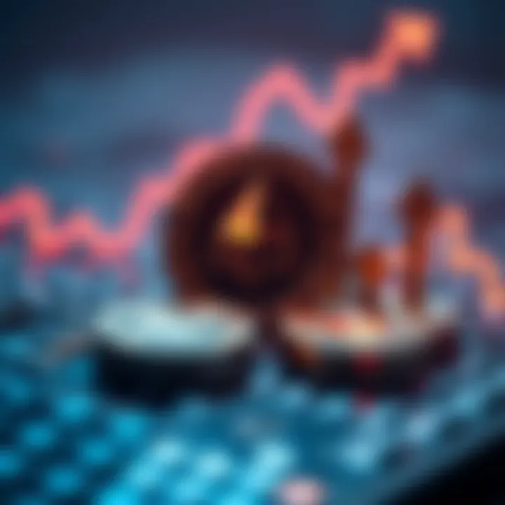 Blockchain Technology and Market Dynamics Influencing Cardano Illustration of blockchain technology with digital coins and upward market arrows