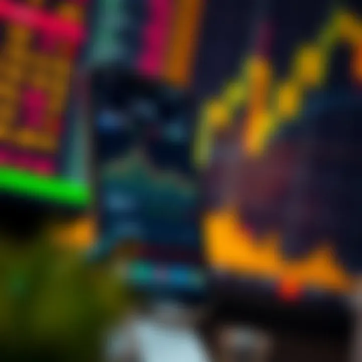 Interface of a mobile trading application displaying stock charts and market data