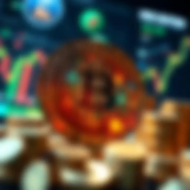 Conceptual illustration of digital currency growth with futuristic financial elements