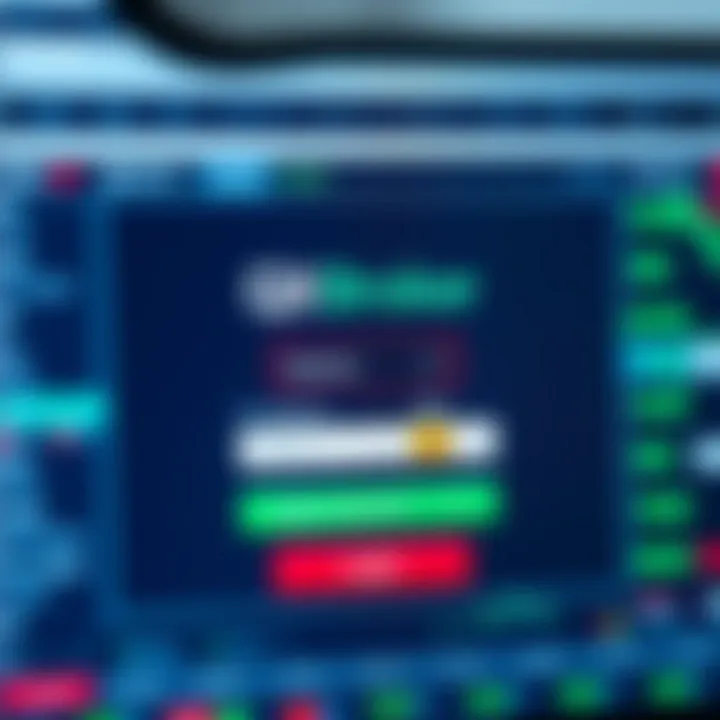 Secure login interface of QXBroker platform showing username and password fields