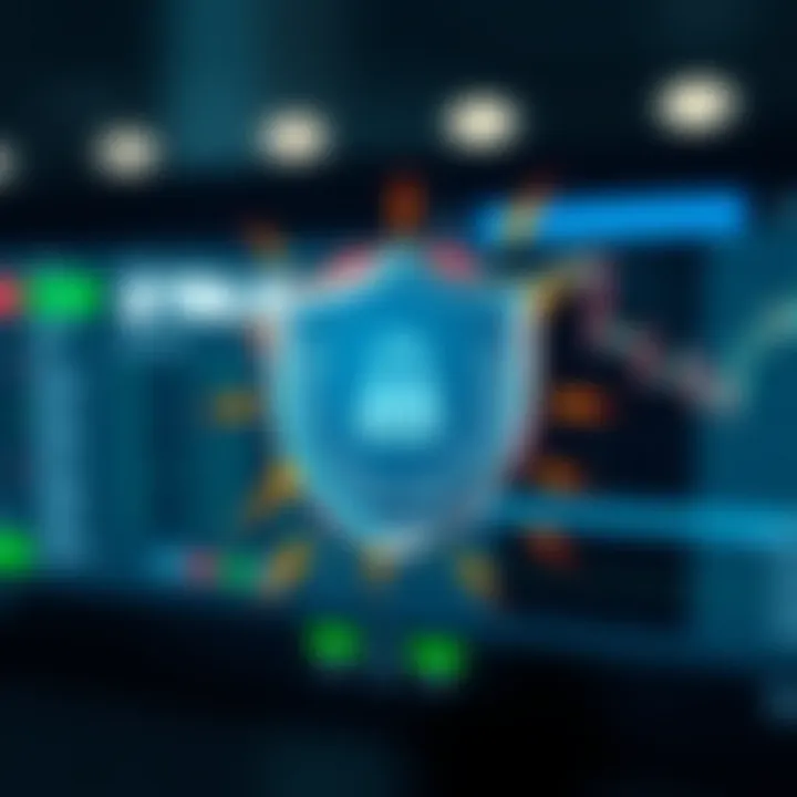 Illustration of a shield symbolizing security around a mobile trading platform