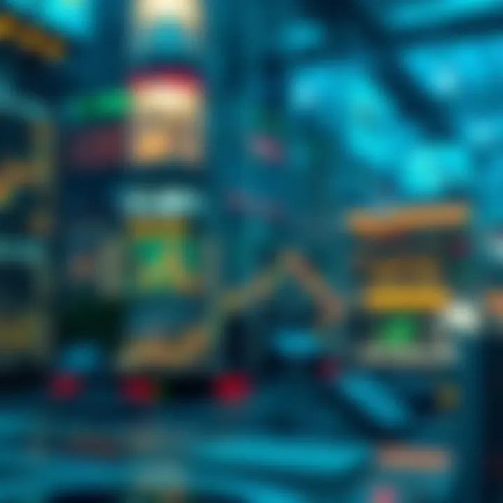 Visualization of financial ecosystem with interconnected markets and asset management