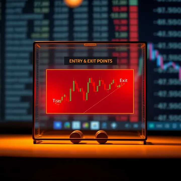 Entry and Exit Points with Risk Management in Box Trading Diagram highlighting entry and exit points inside the box with risk management indicators for trading