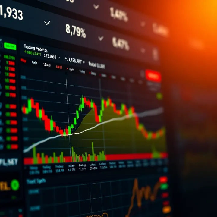 Dashboard interface of a real trading platform showing charts, market data, and trading options