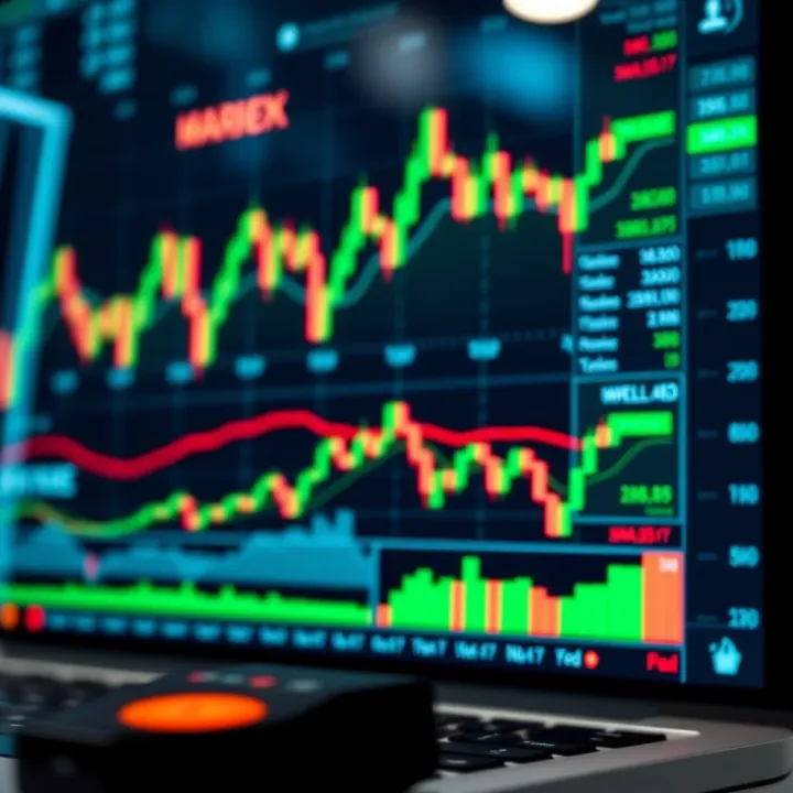 A modern trading platform interface displaying real-time market data and charts