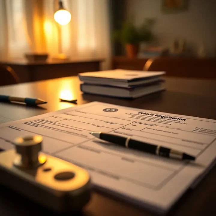 Essential Documents for Vehicle Registration in India Vehicle registration documents and official forms displayed on a table