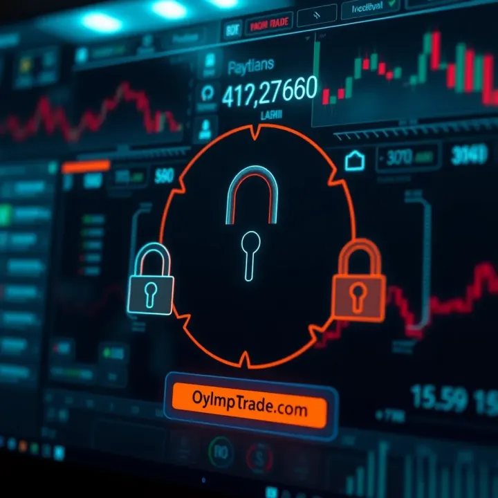 Security Measures and Data Protection on OlympTrade.com Secure login interface with encryption symbols demonstrating platform's security features and data protection