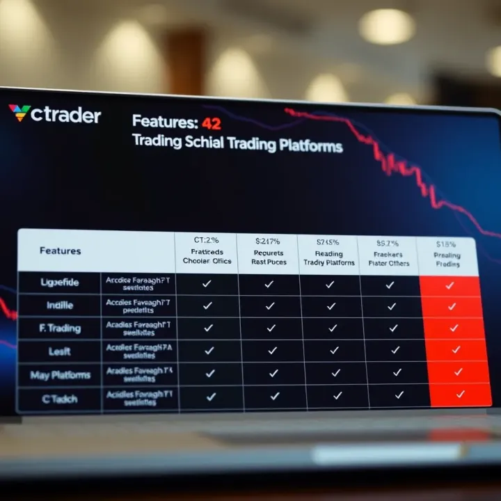 Comparison chart displaying features of cTrader against other trading platforms used in India