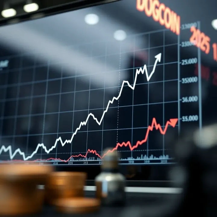 Graph showing upward and downward trends in Dogecoin's market value