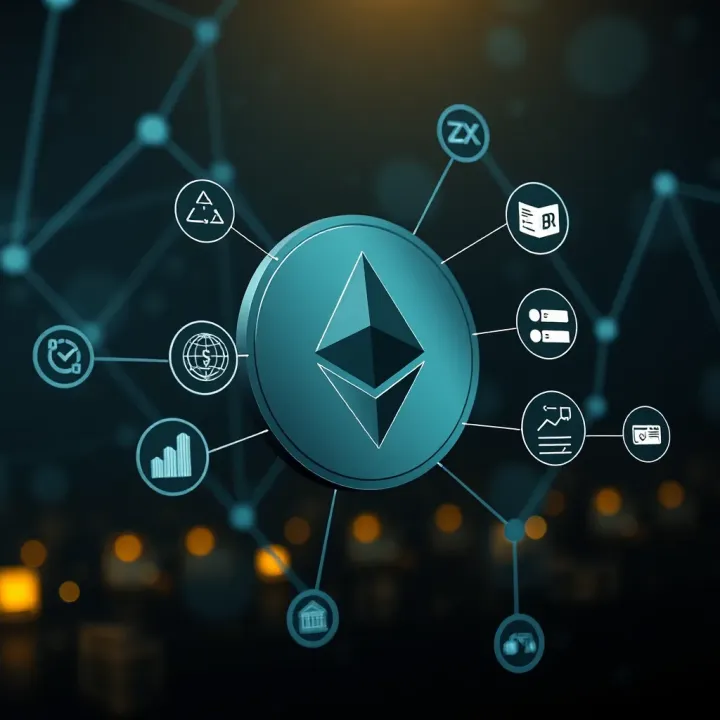Illustration of Ethereum network upgrade impact with regulatory and market sentiment icons