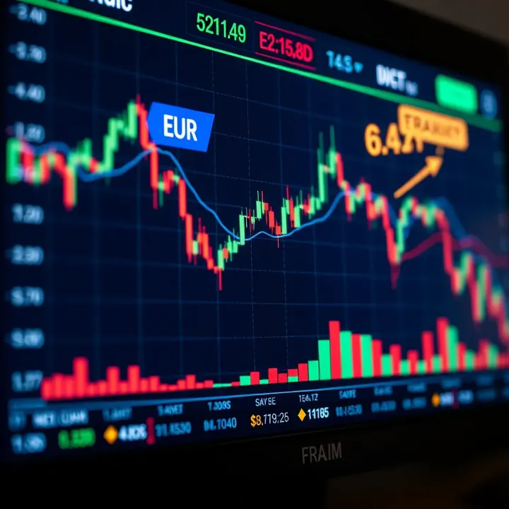 Detailed graph showing real-time fluctuations of the EUR/USD currency pair in the OTC market