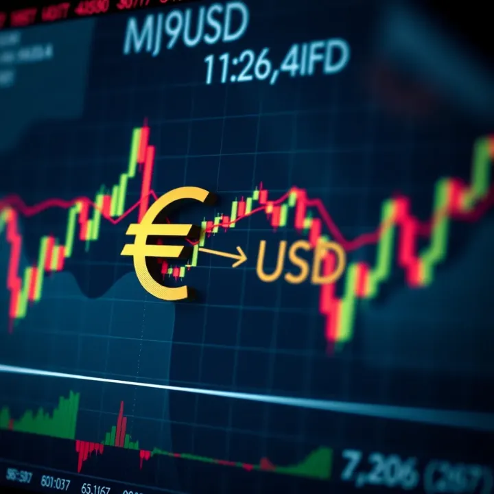 Chart illustrating EUR/USD currency pair fluctuations with economic indicators overlay