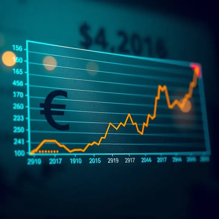 Graph showing the projected trends of euro to Indian rupee exchange rate over five years