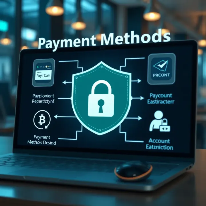 Visual representation of secure online transactions highlighting payment methods and account security features