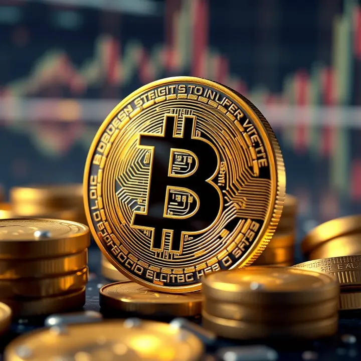 Conceptual representation of factors affecting Bitcoin value including regulations, technology, and macroeconomic elements