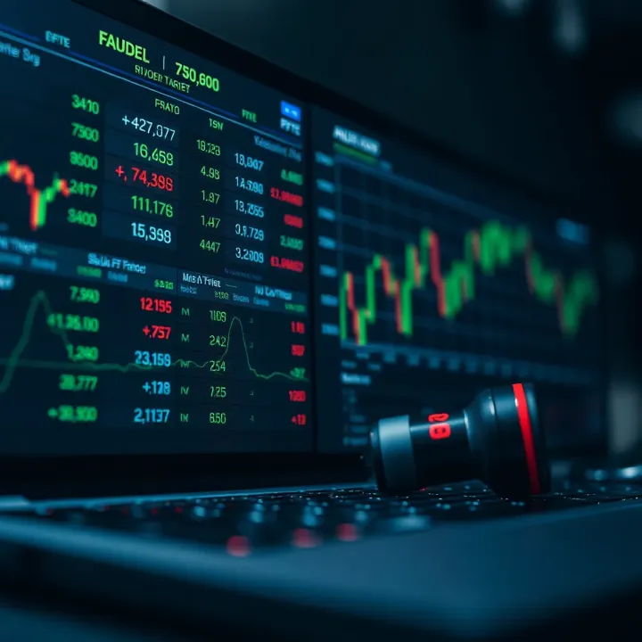 Illustration of financial data and expert analysis influencing stock price predictions
