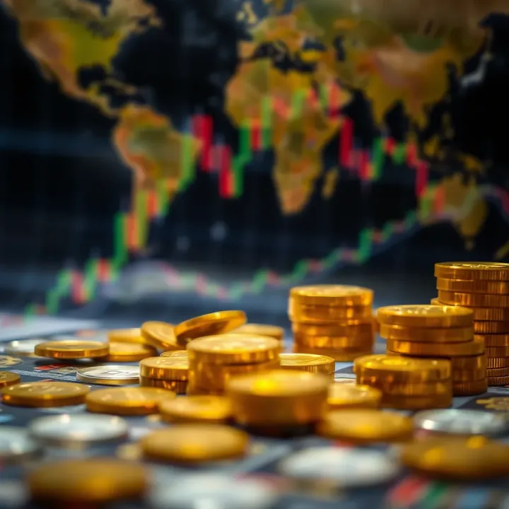 Illustration of global economic factors influencing gold and currency markets with a focus on India