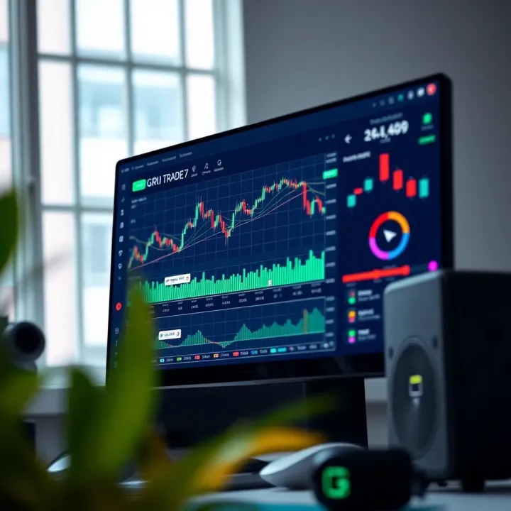 Guru Trade 7 PC Interface with Market Charts and Analysis Tools User interface displaying Guru Trade 7 trading charts and market analysis tools on a computer screen