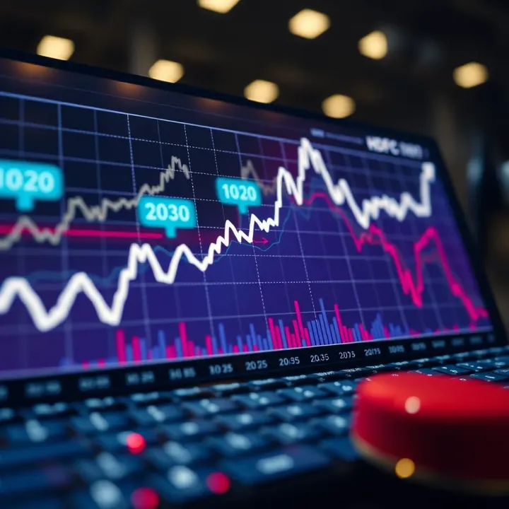 Graph showing HDFC's stock price trends with upward growth indicators