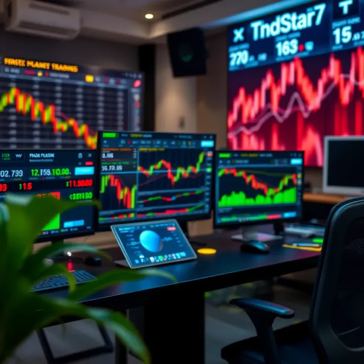 Modern trading workstation displaying multiple forex charts and market data