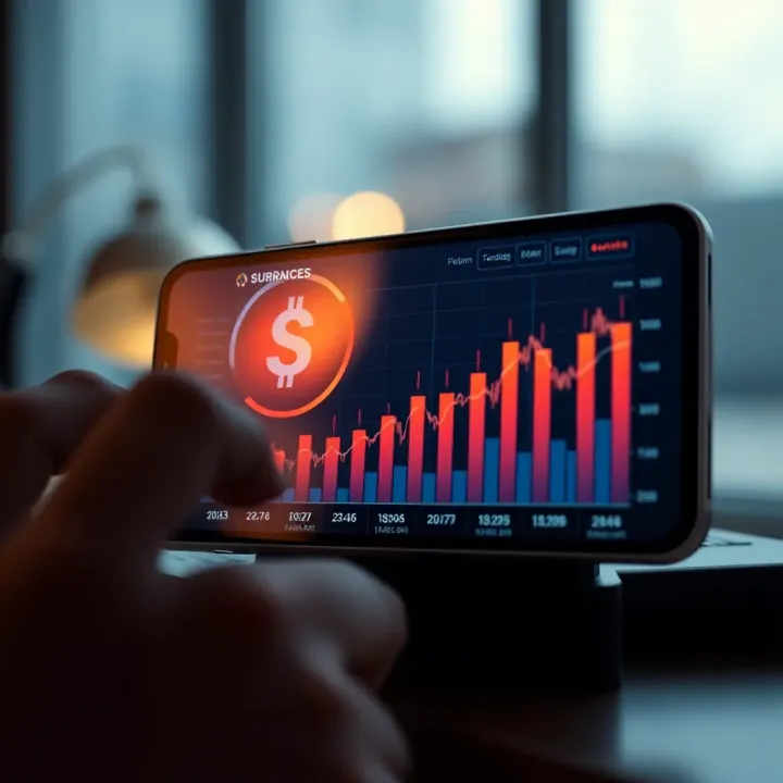 Graph showing growth trends and returns from small-scale investments on a digital device screen