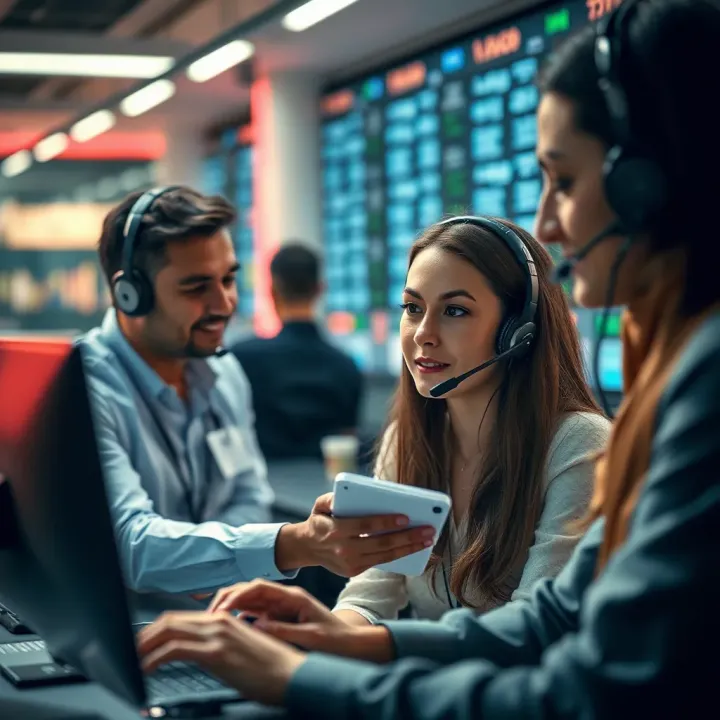 Customer support representative assisting a client with trading platform queries