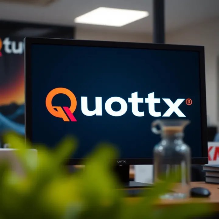 Quotex logo displayed in high resolution on a digital screen with clear visibility of colors and design