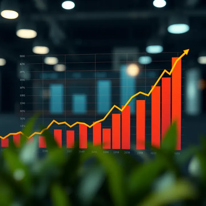 Graph illustrating the growth and financial metrics of a digital trading platform