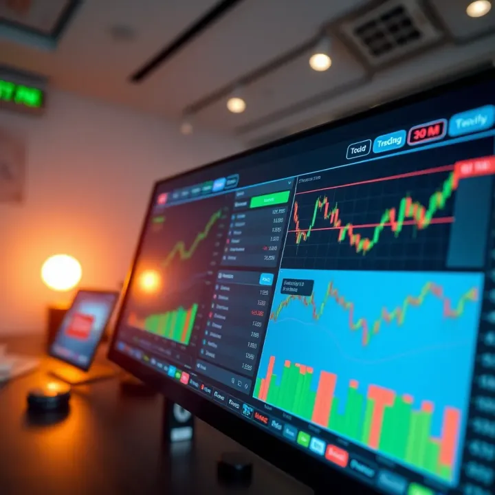 User interface of Quotex trading platform showing various trading options and charts
