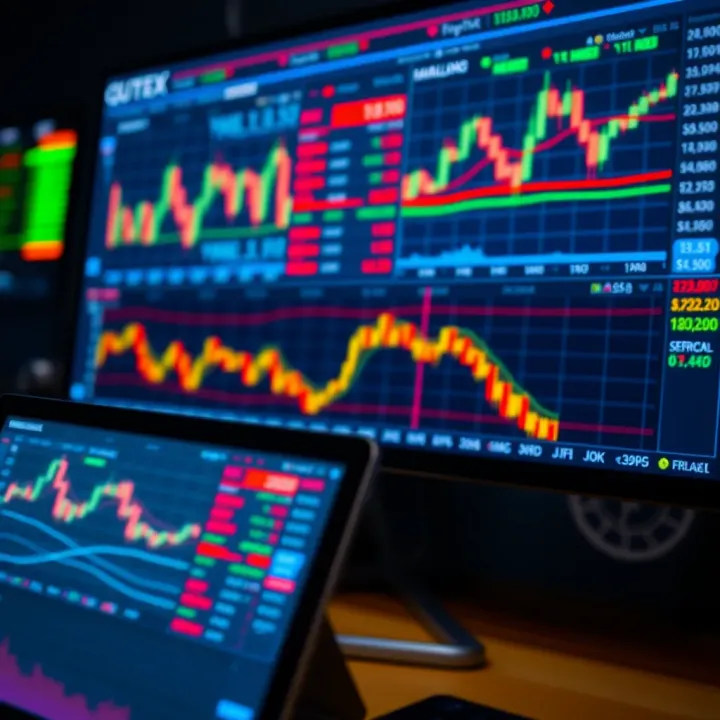 Qutex Broker Trading Platform Overview User interface of Qutex Broker trading platform displaying market charts and trading options