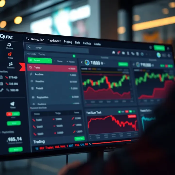 Navigating the Qutex Trade Platform Dashboard Dashboard of Qutex Trade platform displaying navigation menu, account summary, and trading tools
