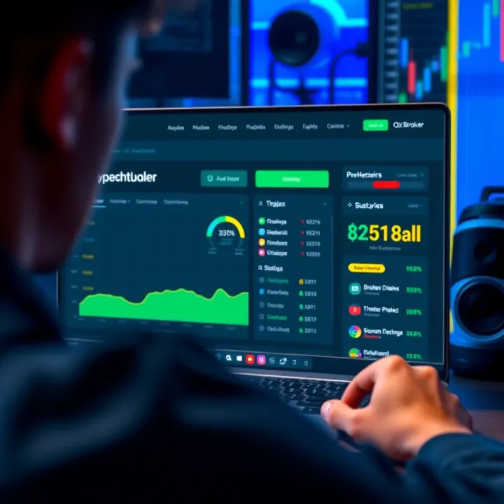 Dashboard view of QXBroker account highlighting key features and navigation options