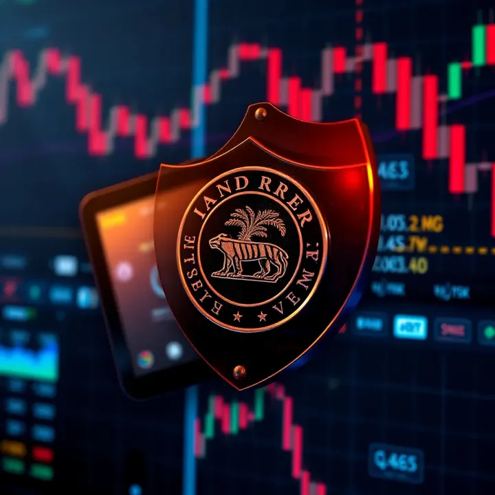Illustration of a shield symbolizing security and compliance with Reserve Bank of India regulations in currency trading