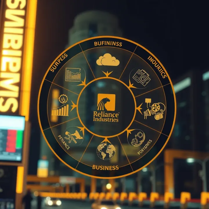 Overview of Reliance Industries Business Segments and Market Factors Illustration of interconnected business segments and market dynamics influencing company growth