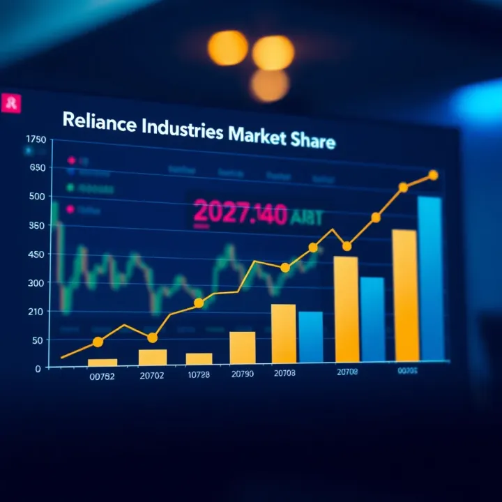 Graph showing the growth trajectory of Reliance Industries market share across various sectors