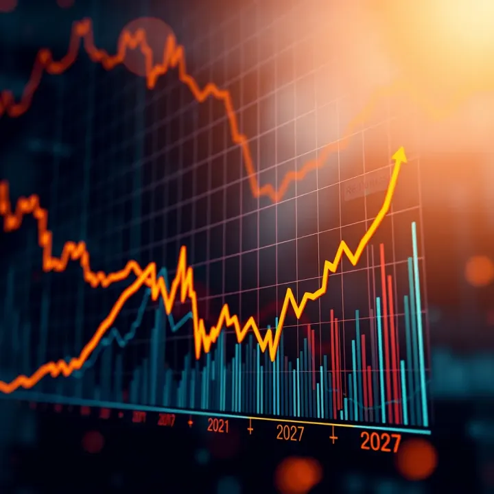 Reliance Industries Stock Price Growth Projection Graph showing upward trend in Reliance Industries stock price with financial data points