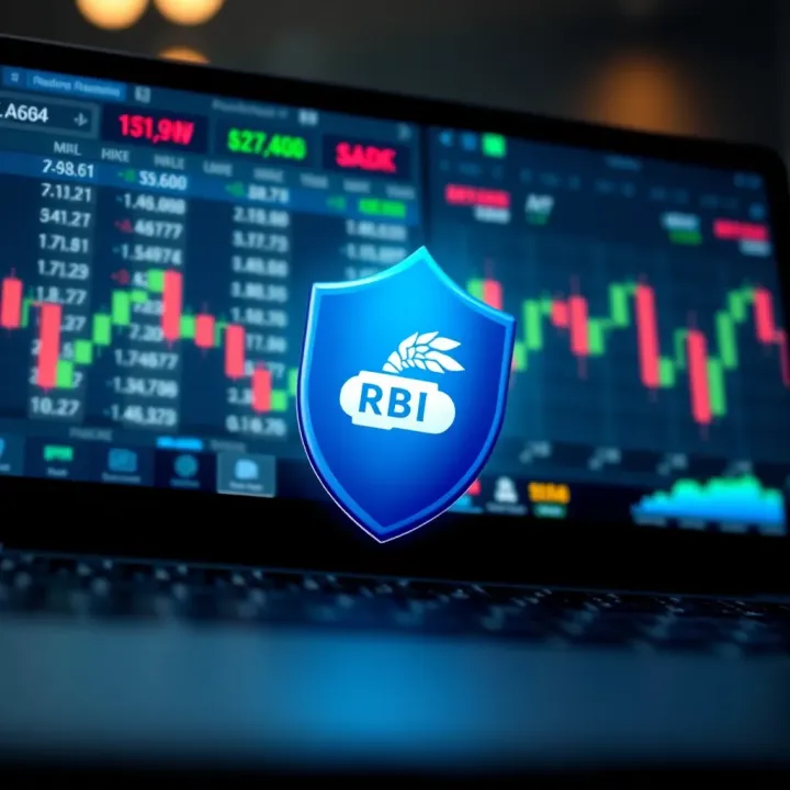 Secure shield icon overlaying a digital trading platform emphasizing cybersecurity and data protection