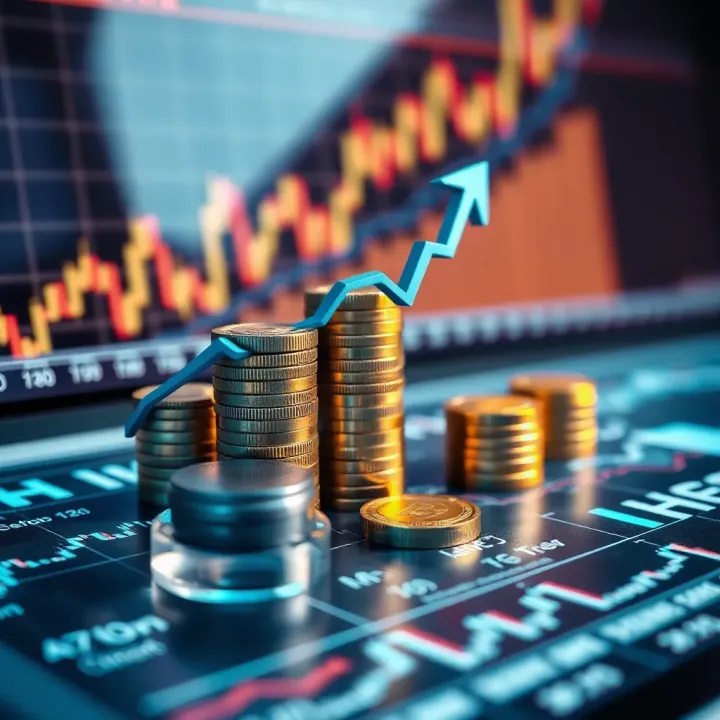 Conceptual illustration of strategic investment growth with charts and digital assets