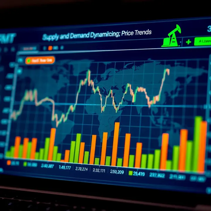 Graph illustrating global crude oil supply and demand fluctuations impacting market trends