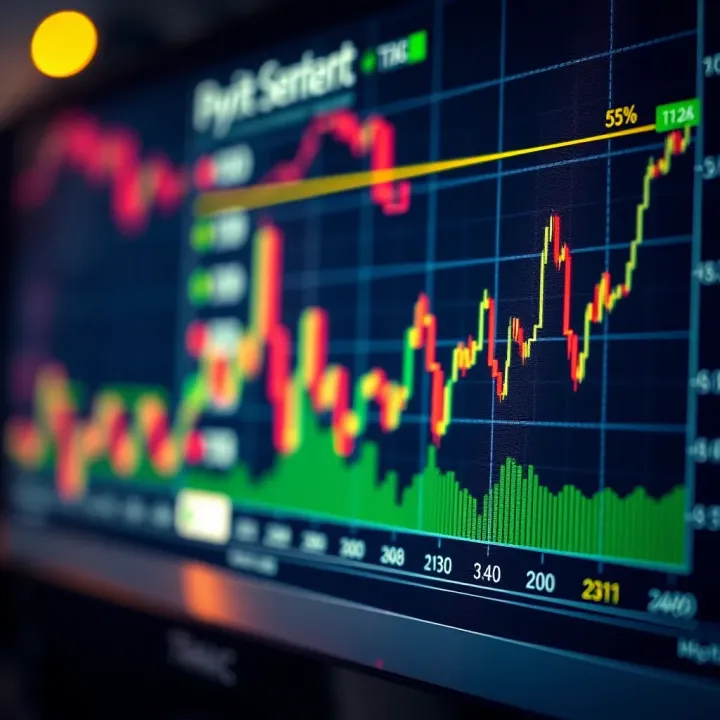 Graph showing fluctuating crypto market sentiment with bullish and bearish trends