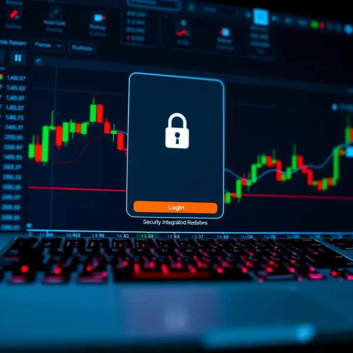 Illustration of secure login process and broker integration on a digital trading platform